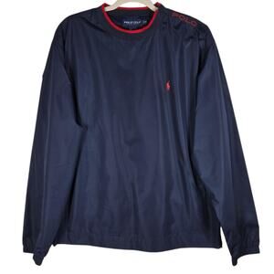 Polo Golf Ralph Lauren Jacket Mens Medium Navy Windbreaker Pullover Mesh Lined